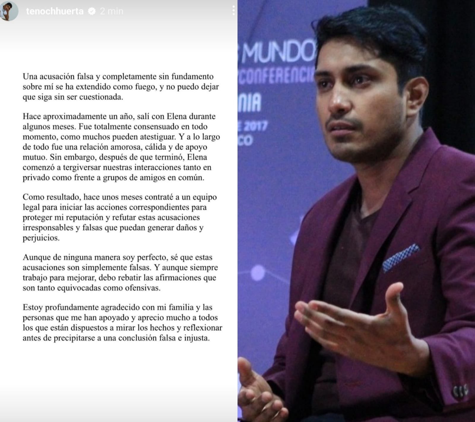 Tenoch Huerta niega acusaciones de agresión sexual