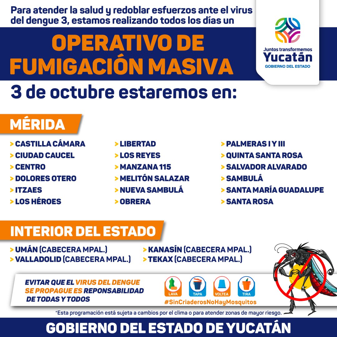 Continúan las acciones contra el mosco en Yucatán