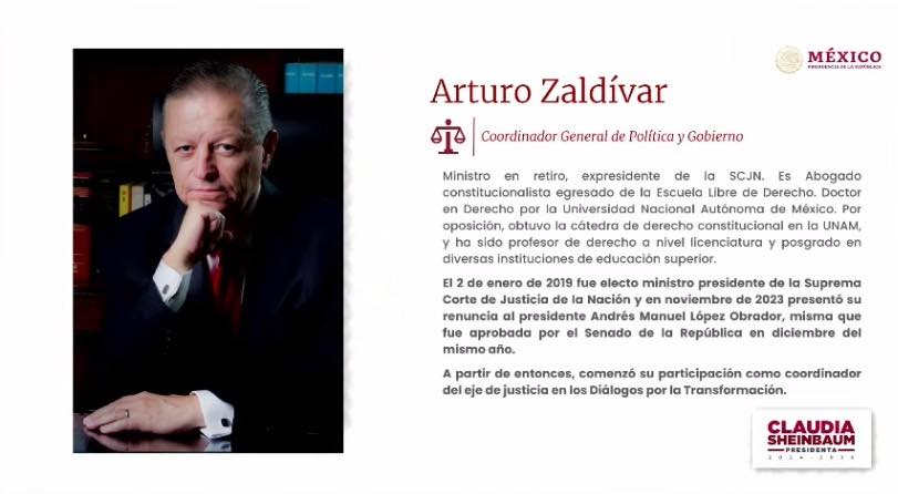 Claudia Sheinbaum nombra a Arturo Zaldívar como coordinador de Política y Gobierno en Presidencia.