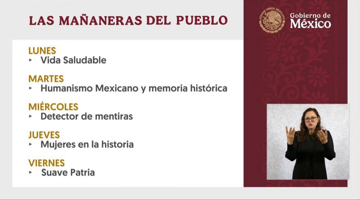 La presidenta Claudia Sheinbaum, dio a conocer el itinerario de “La Mañanera del Pueblo” día con día.