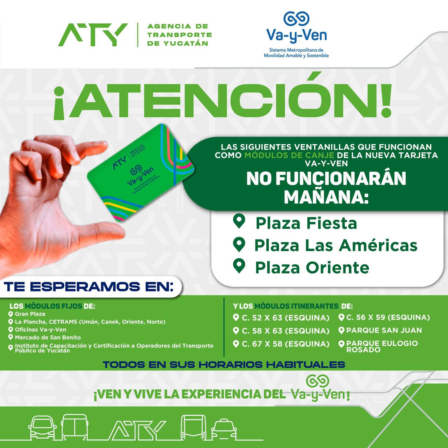 ¡Aviso! Puntos de canje nueva tarjeta Va y Ven