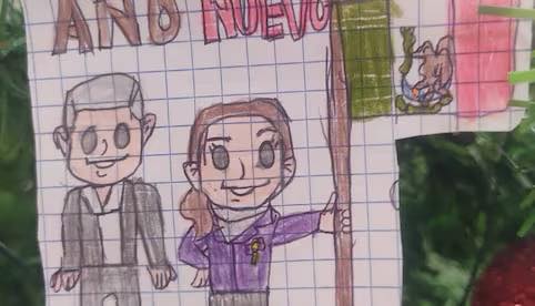 La presidenta de México Claudia Sheinbaum, comparte dibujo con AMLO.