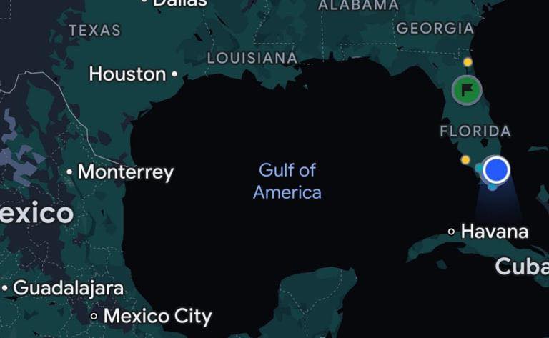 El Golfo de México ya se llama Golfo de América en Google Maps.