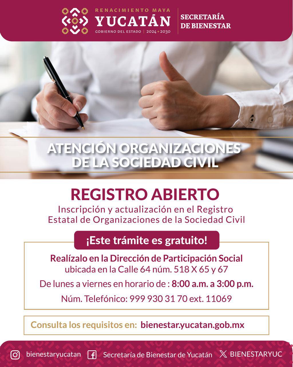 Impulsa Gobierno de Yucatán registro gratuito de asociaciones civiles.