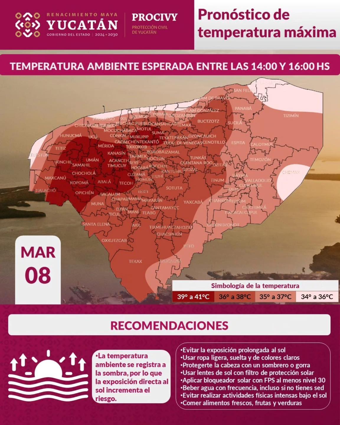 Sábado caluroso en Yucatán. ¡Tomen sus precauciones!