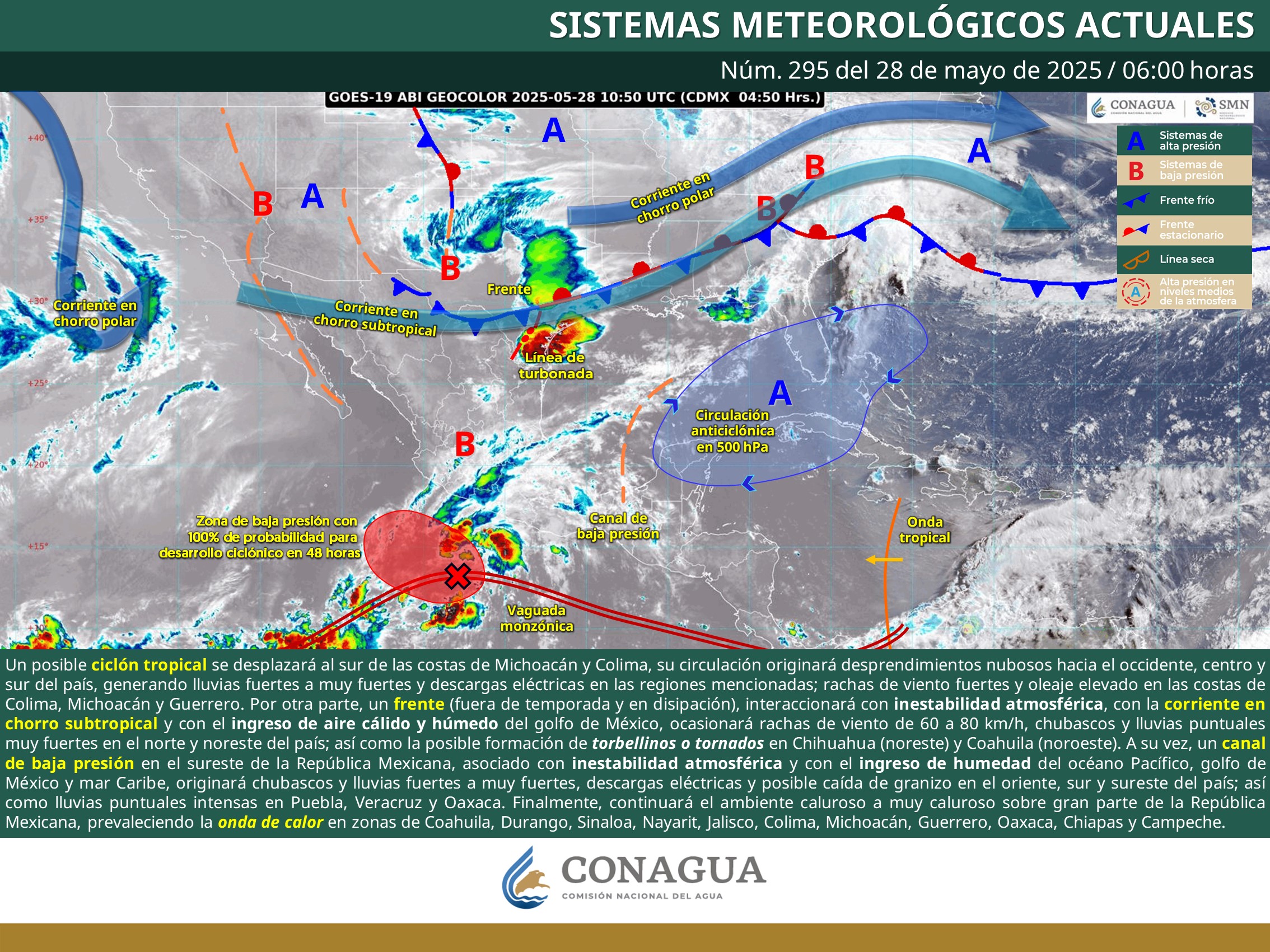 Conagua alerta por frente frío fuera de temporada y ciclón tropical ‘Alvin’