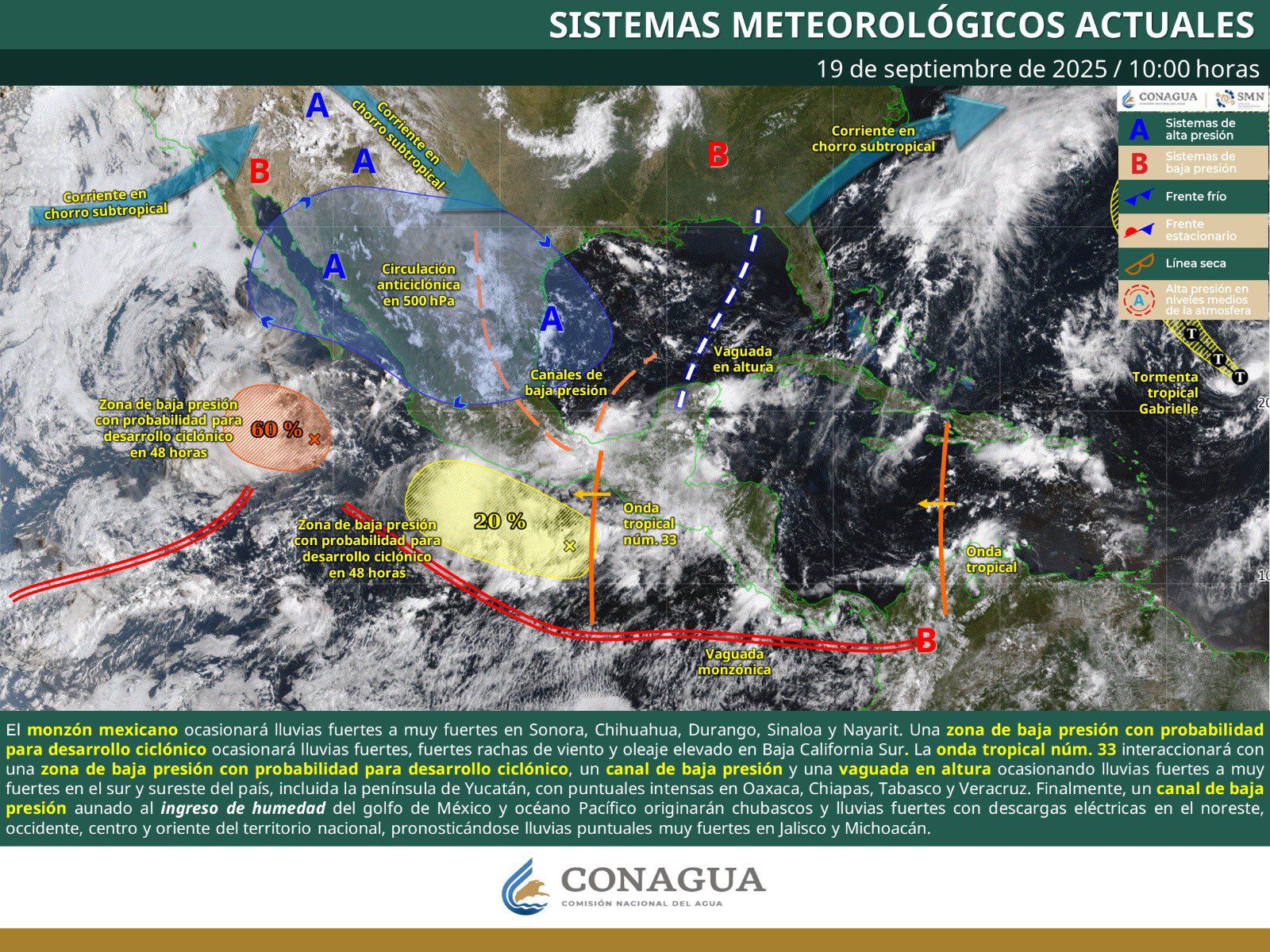 Fuerte actividad lluviosa este fin de semana en la Península de Yucatán