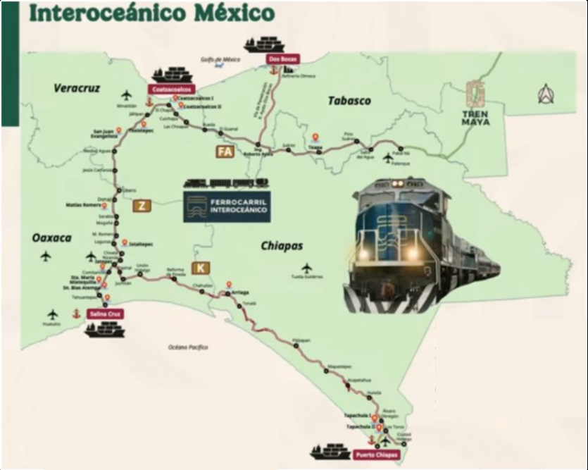 Tren Interoceánico del Istmo de Tehuantepec: Conectando el Pacífico con el Golfo de México desde Oaxaca hasta Chiapas y la frontera con Guatemala