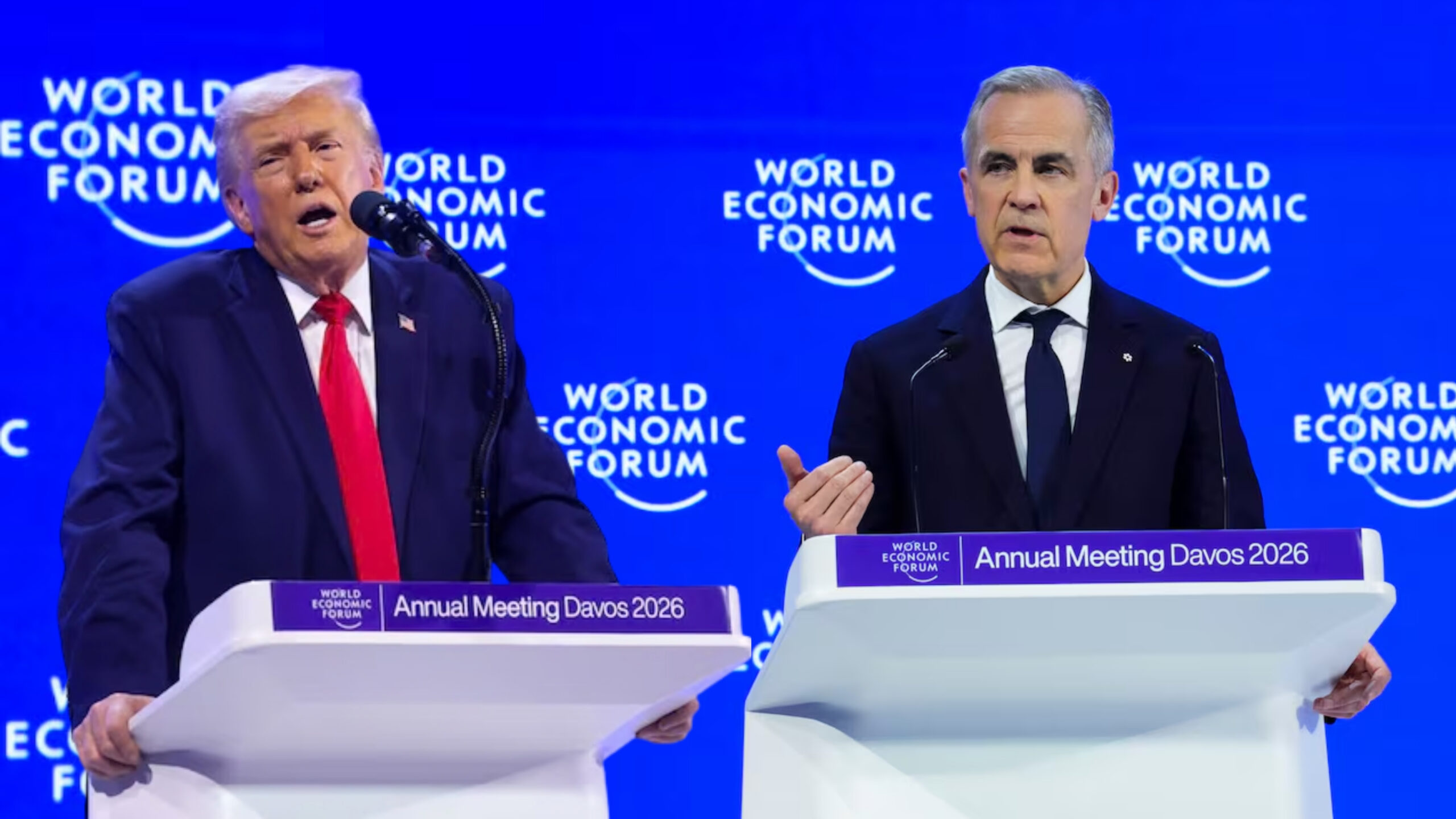 Trump ataca a Mark Carney en Davos: «Canadá vive gracias a EU»