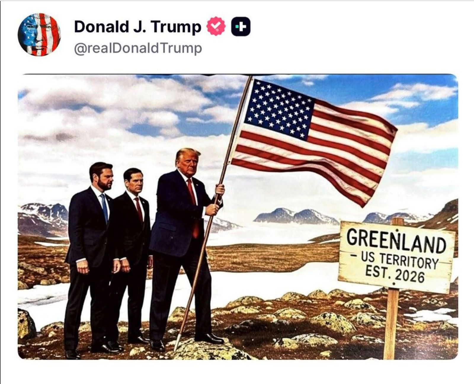 Donald Trump comparte imagen generada con IA sobre anexión de Groenlandia