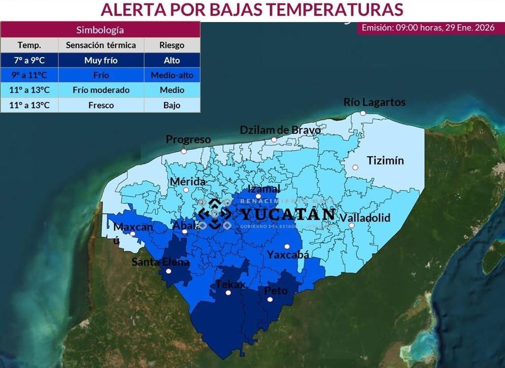 Alerta invernal en Yucatán, Nuevo frente frío trae heladas del 1 al 4 de febrero