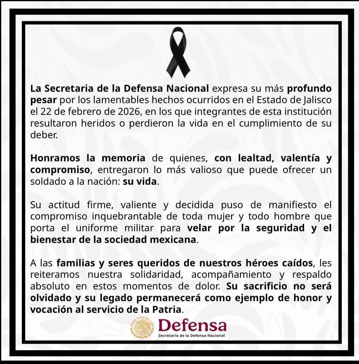 Sedena honra a militares caídos en operativos de Jalisco