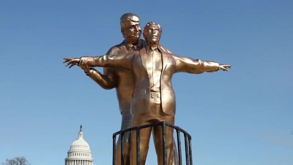 Estatua satírica de Trump y Epstein recrea escena de ‘Titanic’ cerca del Capitolio