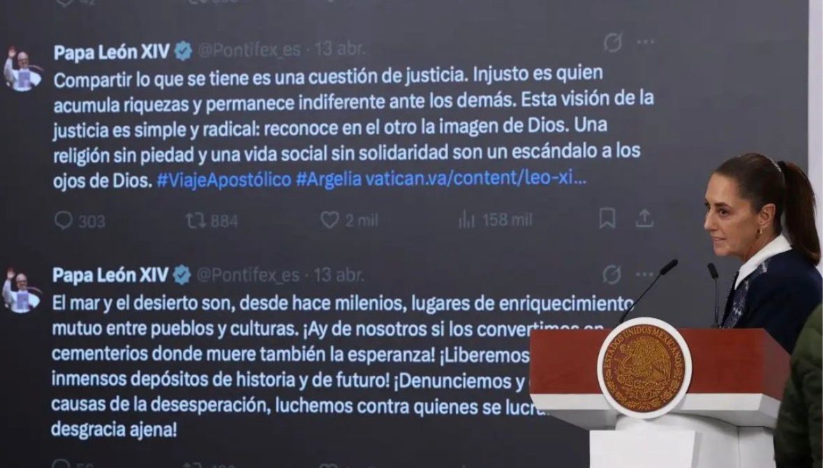 Sheinbaum respalda al papa León XIV tras críticas de Trump y retoma su mensaje de paz
