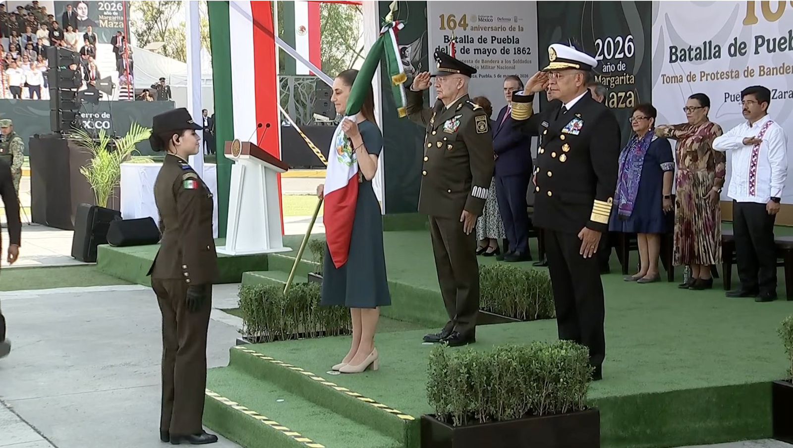Sheinbaum encabeza toma de protesta del SMN en 164 aniversario de la Batalla de Puebla